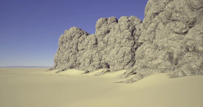 Low dune slope with sunlit treeline and warm blue sky textured sand contours lead toward dense pines under soft shadows, offering expansive, calm landscape