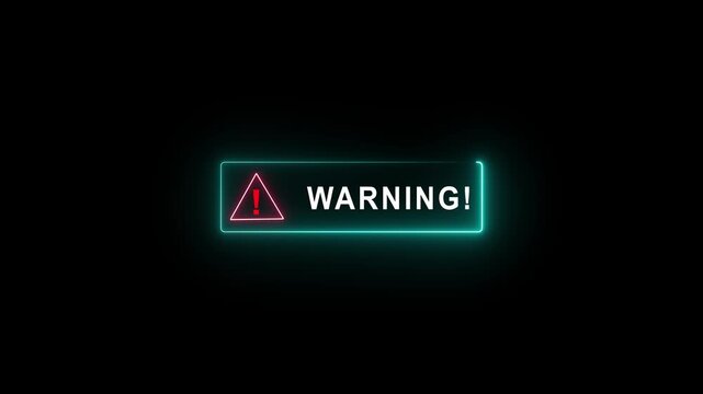 System hacked warning alert concept on the transparent background. virus, spyware, scam or Malicious software. Cyber security and cybercrime. Motion graphics of warning concept. Glow neon background
