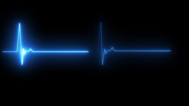 ECG monitor beating heart with a neon electrocardiogram overlay with sharp pulse peaks and smooth flat segments, symbolizing heart activity,