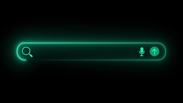 AI Search Engine Technology Concept. AI search bar interface representing artificial intelligence search technology, voice input, innovation in modern information, Motion graphics of search concept.