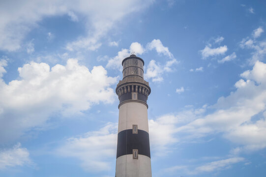 partie superieure du phare du creac'h sur l'&icirc;le d'Ouessant en Bretagne, departement du Finistere