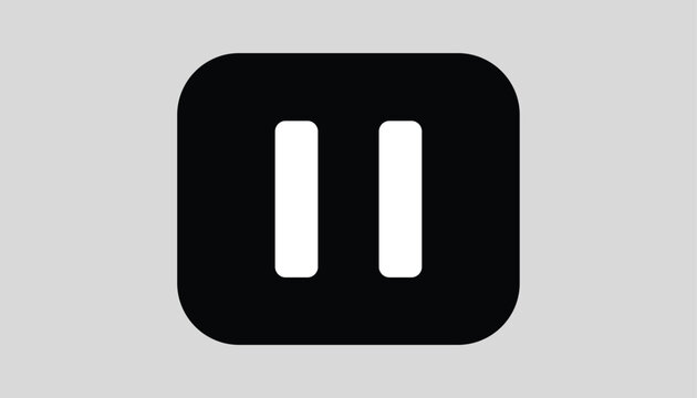 Pause button icon represented as a solid black rounded square with white vertical lines, ideal for multimedia player interface.