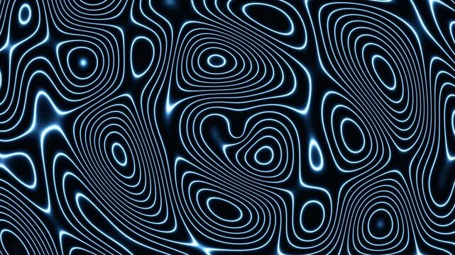 Abstract glowing blue neon lines contour mapping motion background