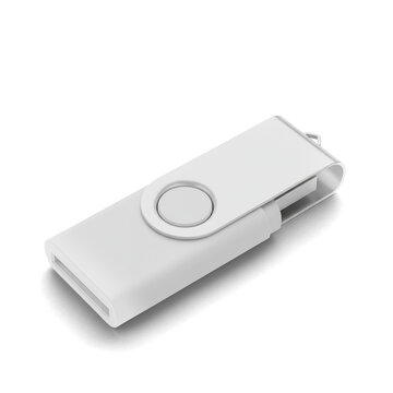 Swivel USB Flash Drive on White Background