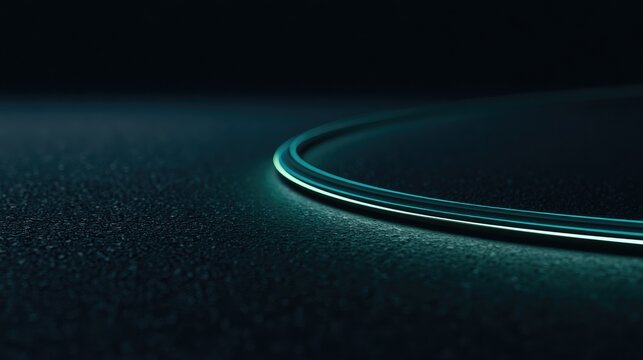 Abstract Glowing Neon Light Curve on Dark Textured Surface.