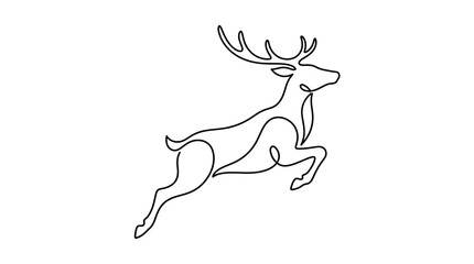 Fototapeta premium Minimalist Continuous One Line Drawing of a Jumping Deer Stag