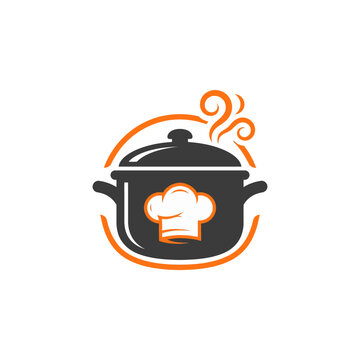 Chef Hat Cooking Pot Steaming Food Vector Illustration