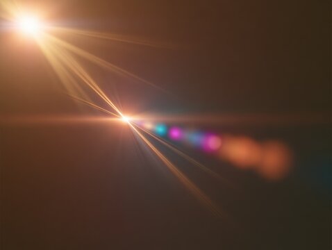 Bright Lens Flare Effect with Rainbow Colors and Light Rays.