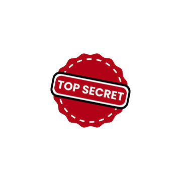 Red circular stamp with white dashed border and the words secret written in bold white capital letters on a white background isolated on a transparent background