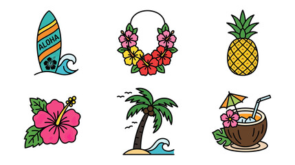 Tropical Summer Icons Set Isolated © Tuku