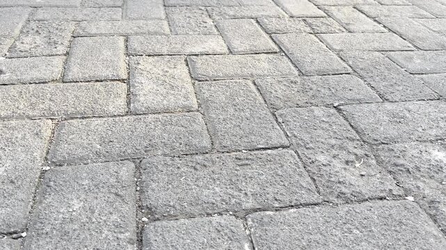 Grey Paving Blocks Pattern On Sidewalk Pedestrian Walkway