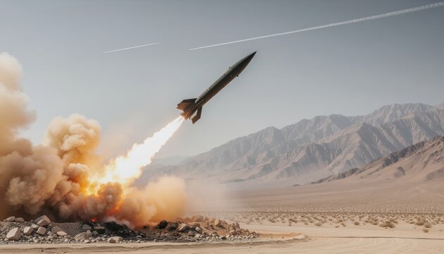 Strategic Missile Launch in Desert Mountainous Region