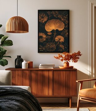 Beautiful Cozy Interior With Framed Wall Art And Armchair