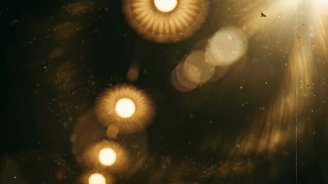 Cascading radiant halos in amber tones featuring bokeh background with an energy mood for social media creative use