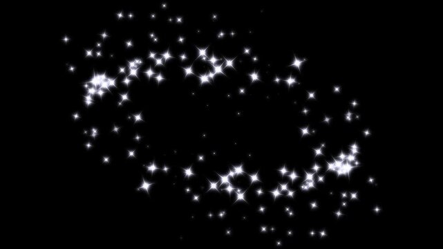 Magical glitter trail line animation magic sparkle glitter line stars shining particles stars magic dust magic sparkling bokeh effect glowing doodle stars white twinkling star, black screen 4k loop