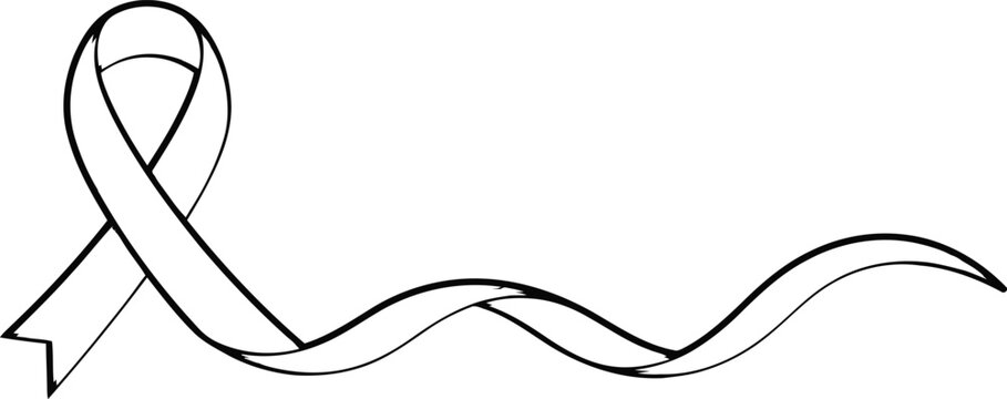 Black outline breast cancer awareness ribbon vector illustration graphic with awareness