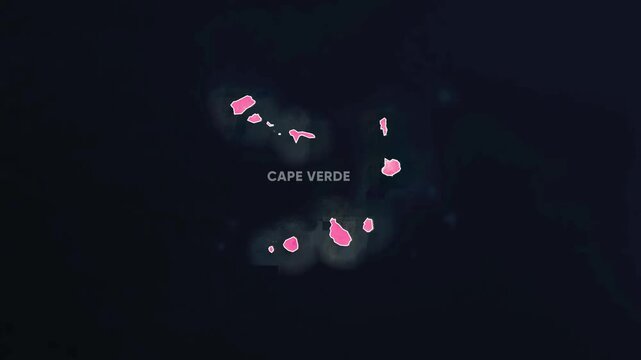 Cape Verde Map and National Flag Animation, African Island Country Location and Geographic Visualization