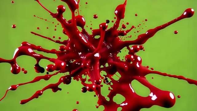Black Ink Splash on Bright Green Background
