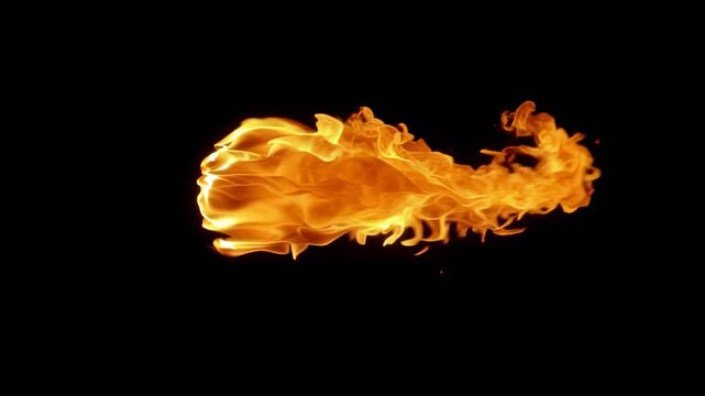 Dynamic Flame Wave in Orange on Black Background