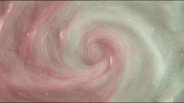 Creamy liquid texture in rose tones, atmospheric dust bringing ambiance energy to advertising design work