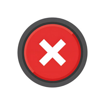 Red circle with a white 'X' mark inside, bordered by a dark gray ring, symbolizing error, close, or cancel.