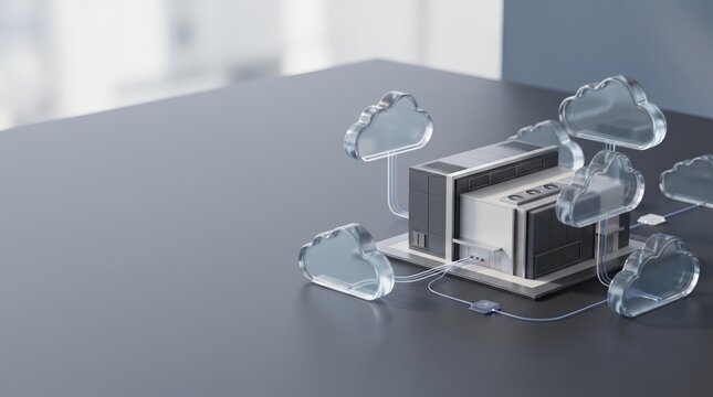 Server connected to cloud storage concept