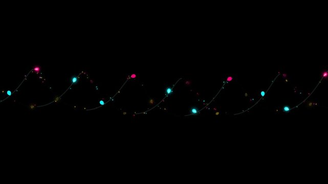 Abstract wavy string with glowing colorful lights motion graphics seamless loop animated background