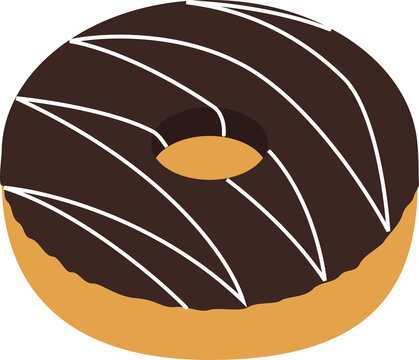 Delicious Chocolate Glazed Doughnut Vector