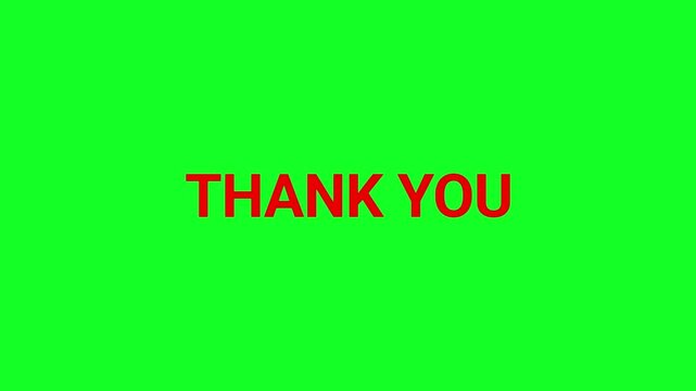 Thank you message is displayed in simple red font centered on a solid bright green backdrop for customer appreciation.