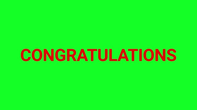 Congratulations text appears in bold red letters against a vibrant green background to signify a celebratory announcement or achievement.