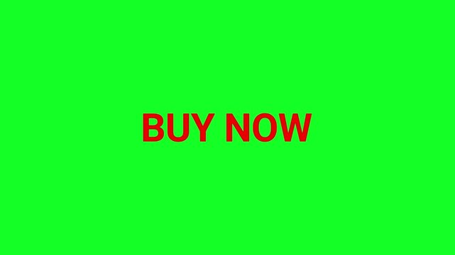 Buy now text is rendered in a clear red font against a vivid green background to act as a compelling call to action for online shopping platforms and digital advertisements.