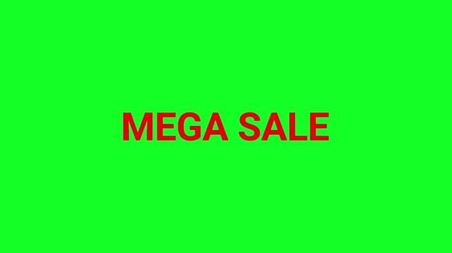 Mega sale text is presented in a prominent red typeface set against a solid green background to serve as a high impact graphic for retail and e-commerce promotional events.