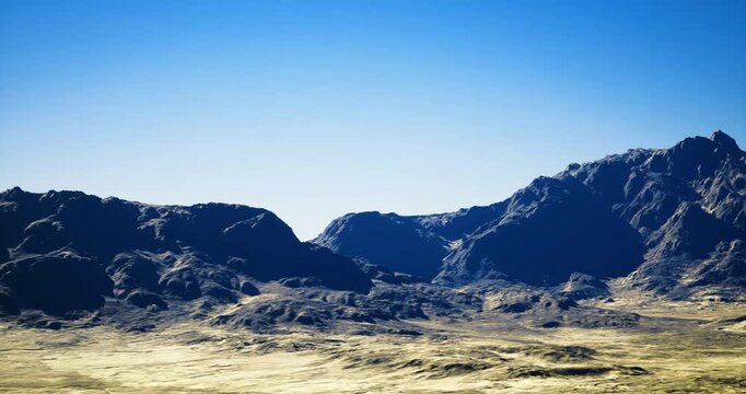 Minimalist mountain silhouette over empty plains, clean horizon line and soft gradient sky create calm and elegant composition, ideal for design backgrounds,