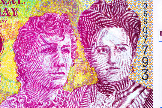 2000 Guaranies Paraguay banknote featuring Adela and Celsa Speratti. Polymer money. New money of Paraguay.