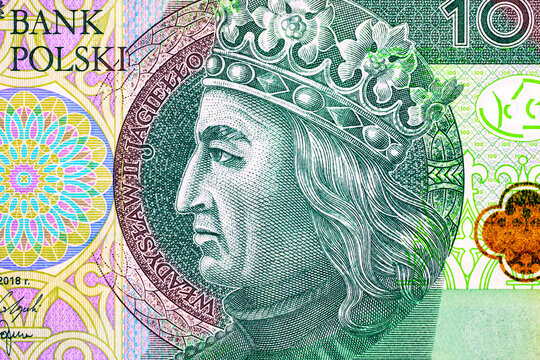 100 Zloty Polish banknote featuring King Wladyslaw II Jagiello. Currency of Poland. Money of the world.