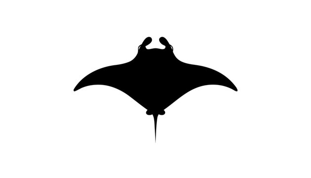 Black manta ray silhouette icon for marine life and aquatic themes.