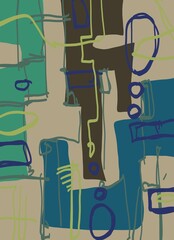 Abstract image for printing. Picture for modern interiors. The picture is painted by hand on a tablet. © neurostructure