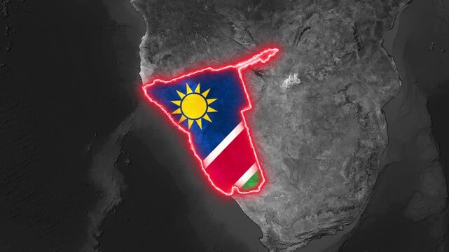 The animated nation map outline glows with flag motion video clip