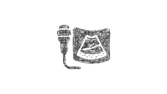 Sketch doppler ultrasound icon animation - smooth progressive reveal