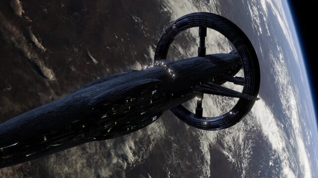 An extraterrestrial alien spaceship in space.