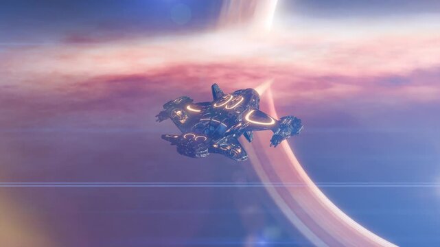 An extraterrestrial alien spaceship in space.