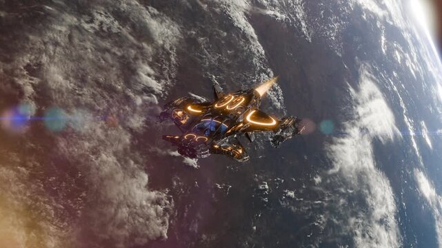 An extraterrestrial alien spaceship in space.