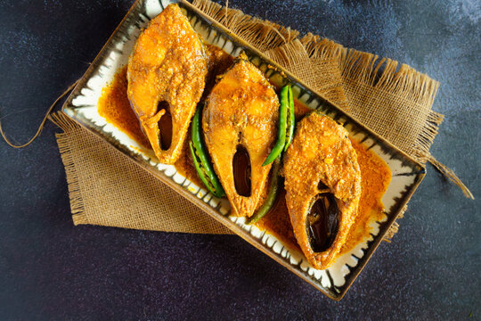 Jire Bata Diye Ilish Bhapa Bengali Steamed Hilsa Fish with Fresh Cumin Paste and Mustard Oil Traditional Indian Seafood Dish