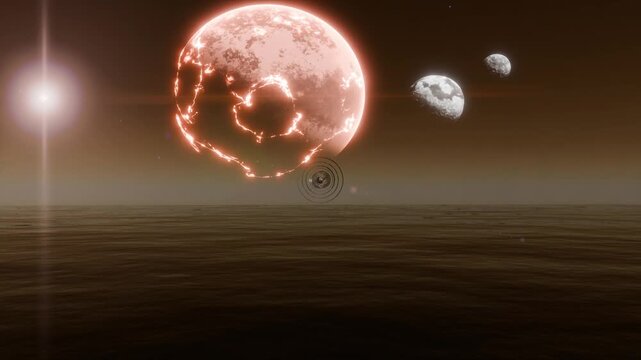 
A science fiction scene in a fantasy world with spaceships and space stations.