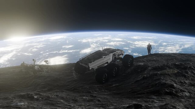 
A science fiction scene in a fantasy world with spaceships and space stations.
