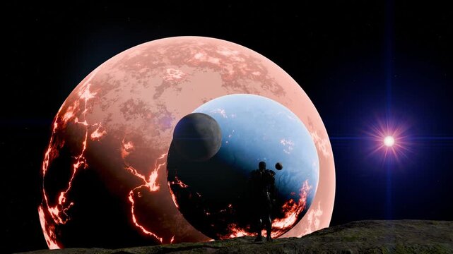 A science fiction scene in a fantasy world with spaceships and space stations.