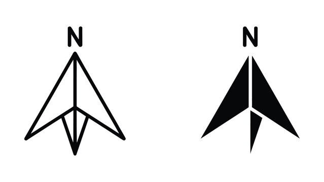 Minimalist compass icons featuring north direction symbols ideal for navigation designs maps and travel related content