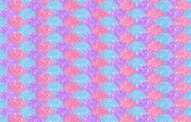 Pastel Mermaid Scales Glitter Pattern, Colorful Pastel Fish Scale Seamless Background. Pink Purple Blue Glitter Background © Wulandari