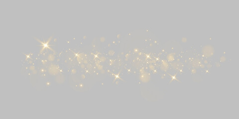 Naklejka premium Vector sparkles on a transparent background. Christmas light effect. Sparkling magical dust particles.The dust sparks and golden stars shine with special light 