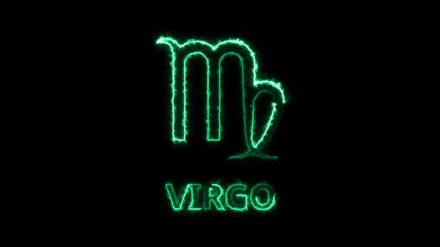 Virgo Zodiac Symbol Animation Neon Glow Green Astrology Horoscope